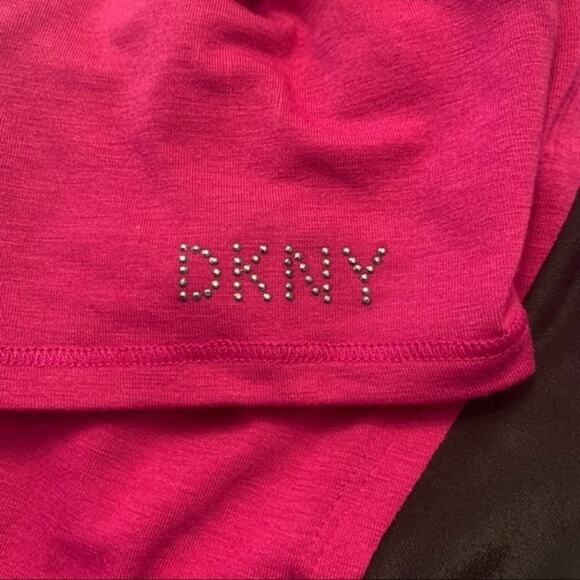 DKNY Fuchsia and Black Short Sleeve Girls T shirt - Picture 5 of 5